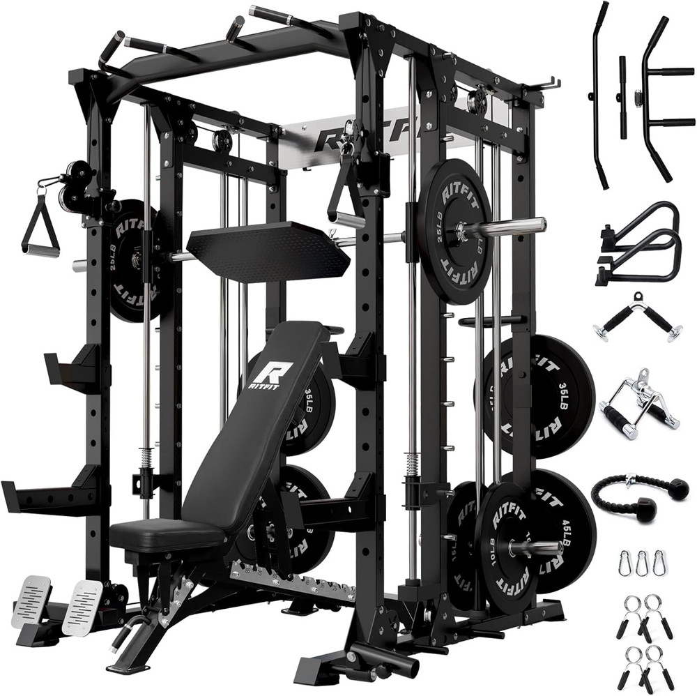 Buffalo All-in-One Smith Machine & Power Rack with Lat Pulldown & Cable Crossove