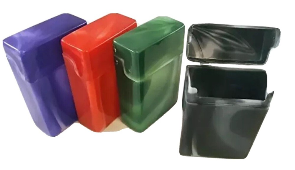 4 Crush-Proof Plastic Flip Top Hinged Lid Cigarette Case 100mm Size