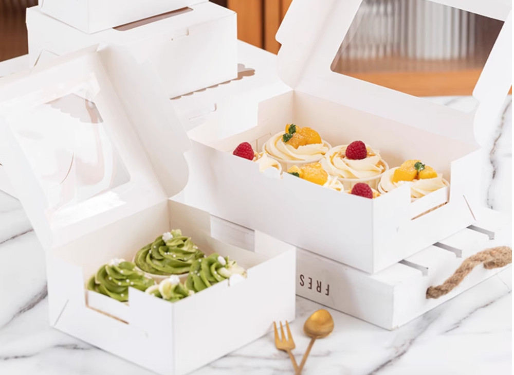 5 Pack Cupcake/Muffin Cases With Tray Bottom, 4 Grids Per Pack With Clear Window