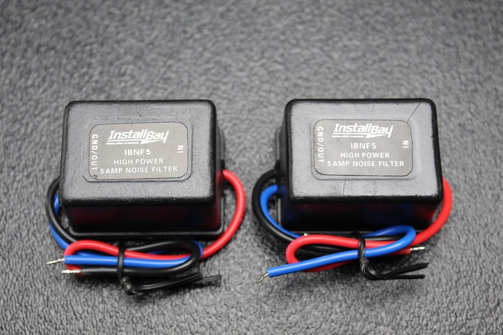 2 NOISE FILTER 5 AMP 12V HUM FILTER ENGINE SUPPRESSOR AUDIO CAR POWER WIRE IBNF5