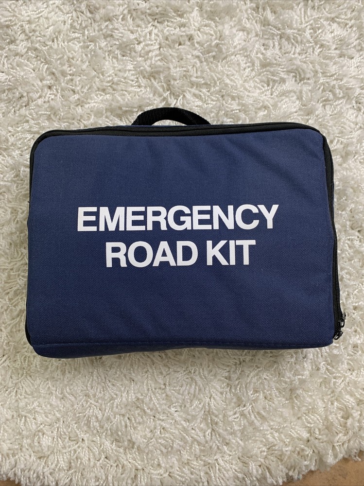 Emergency Road Kit Jumper Cables Reflector Gloves Tools Tape Flashlight Blanket