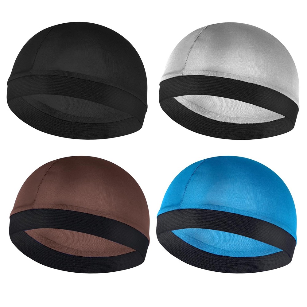 Silky Bonnet for Men, Wave Cap Satin Small, Black&silver&brown&light Blue