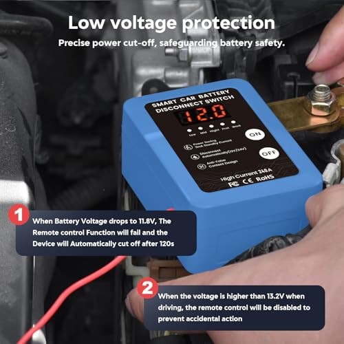 Kill Switch for Car - 12V Remote Battery Disconnect Switch Smart Voltage Car