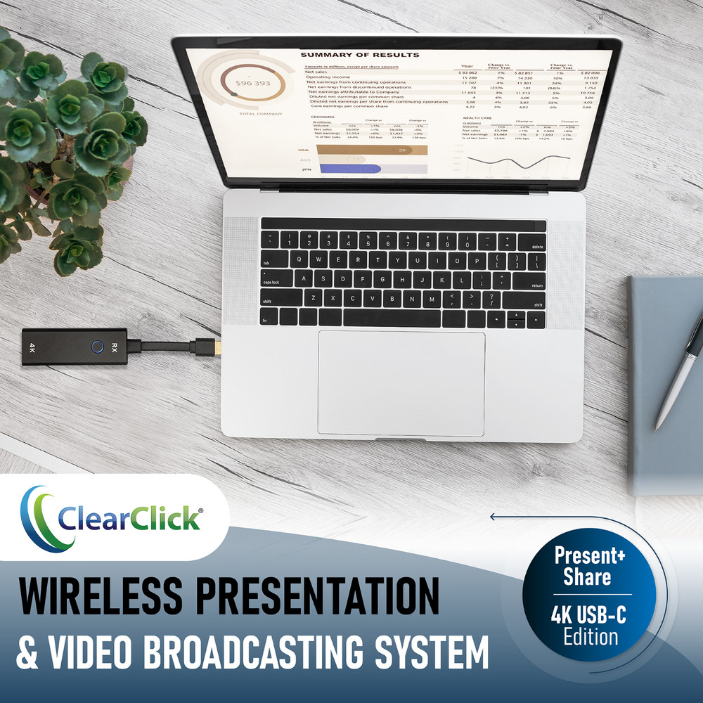 ClearClick Present+Share (4K USB-C Edition) Wireless Video Presentation System