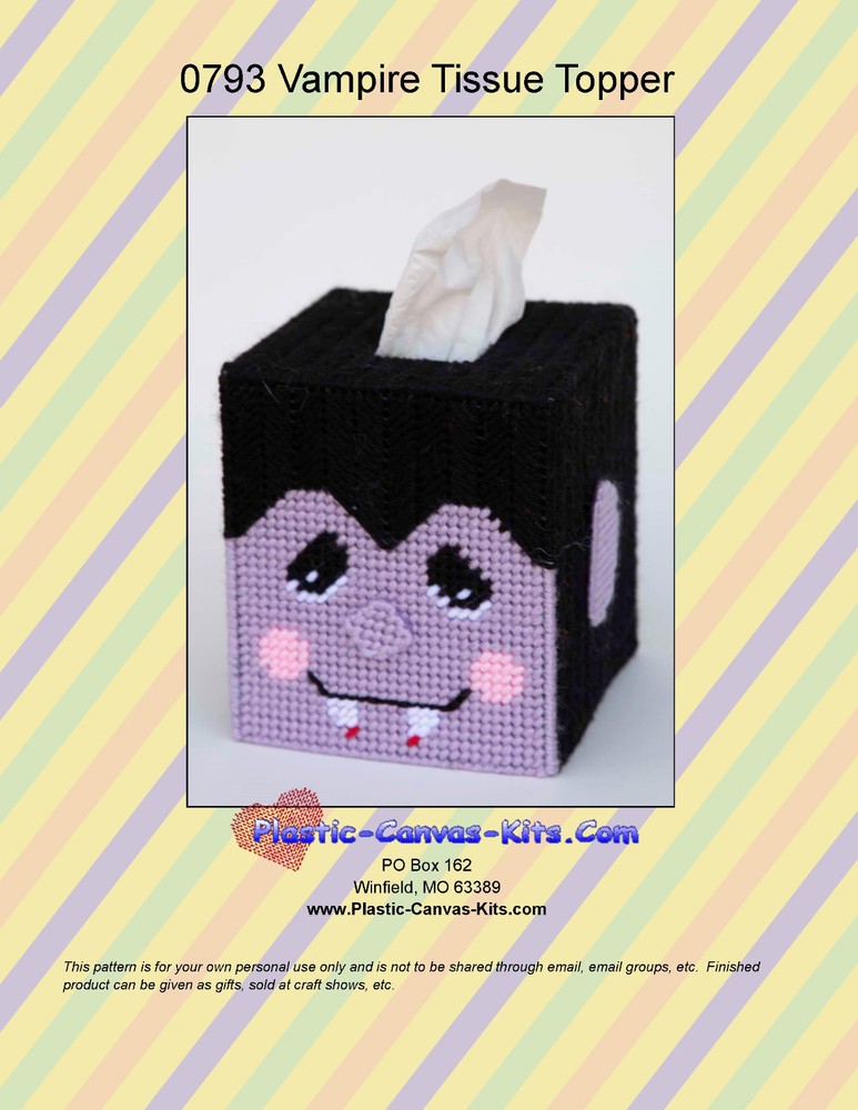 Vampire Tissue Topper-Halloween-Plastic Canvas Pattern or Kit