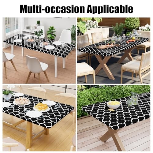 Rectangle Picnic Table Cover, Waterproof Elastic 72" x 30" (Rectangular) Black