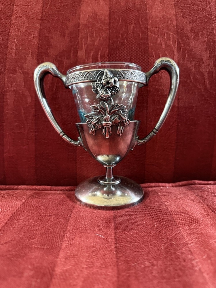 Vintage Silver Plated Loving Cup With A Glass Insert