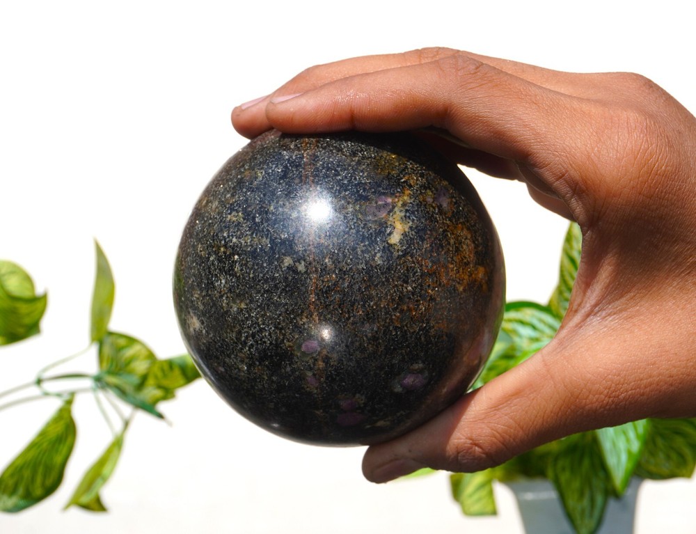 Large 100MM Pink Ruby Biotite Stone Healing Mineral Metaphysical Sphere Ball
