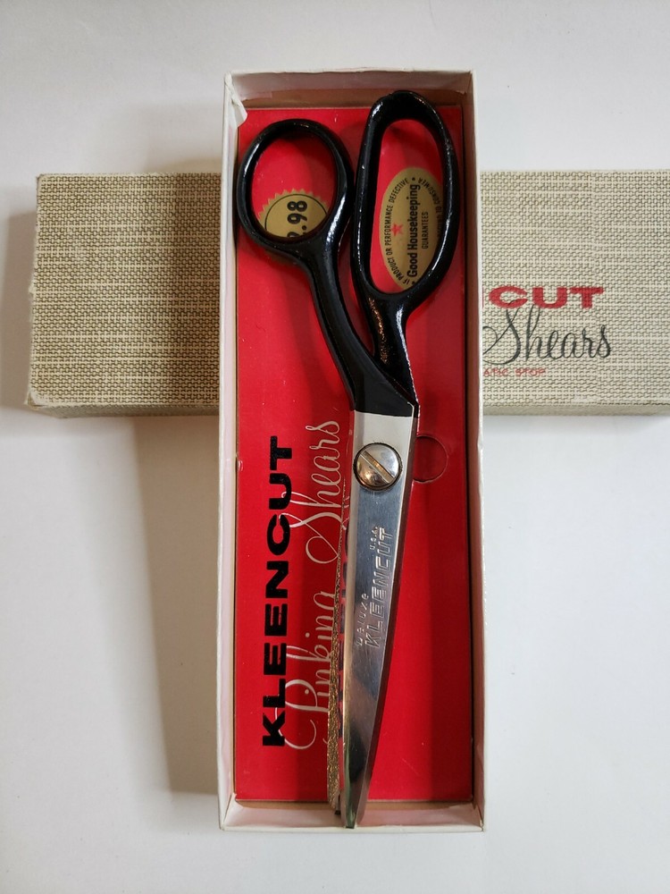 Vintage Kleencut Pinking Shears W/ Box aligator cut scissors