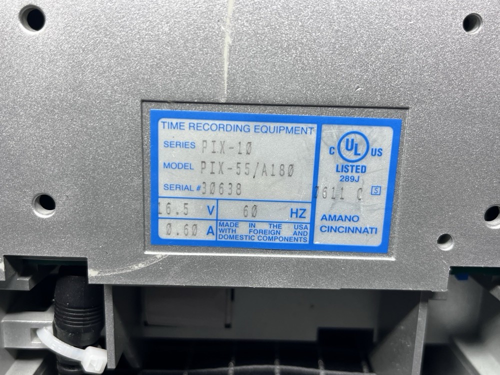 Amano Pix-55 Time Clock Electronic Digital Time Recorder *READ