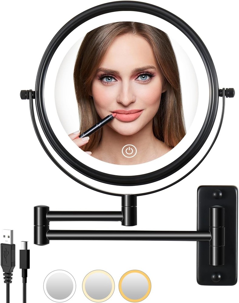 Rechargeable Wall Mounted Illuminated Cosmetic Magnifier