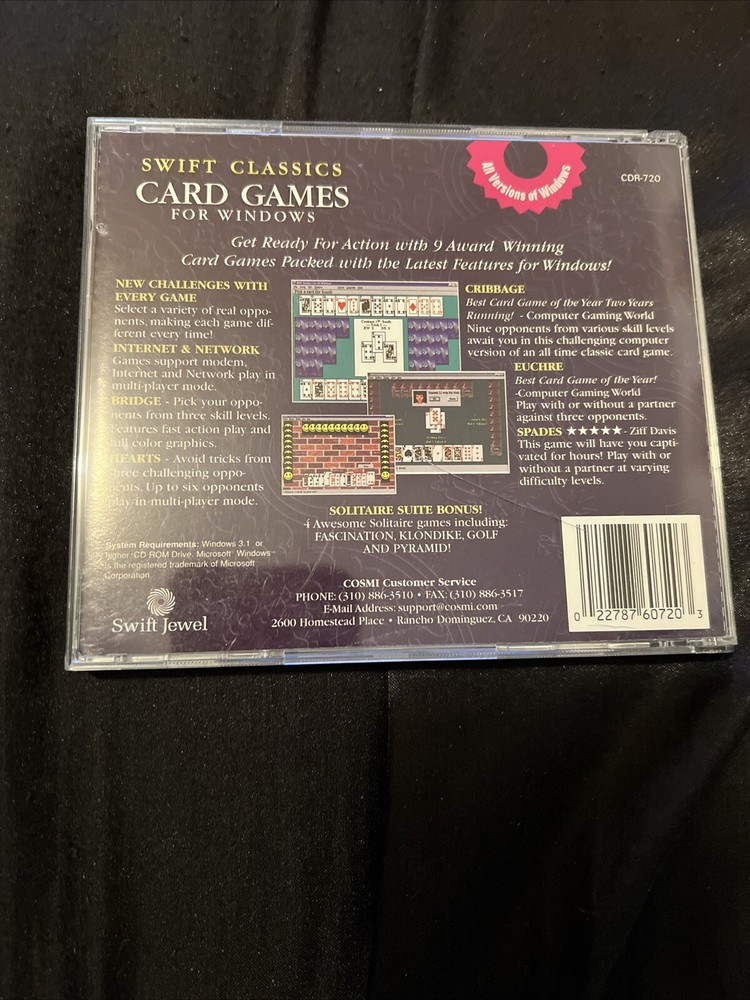 Card Games For Windows CD-Rom 1998 Windows