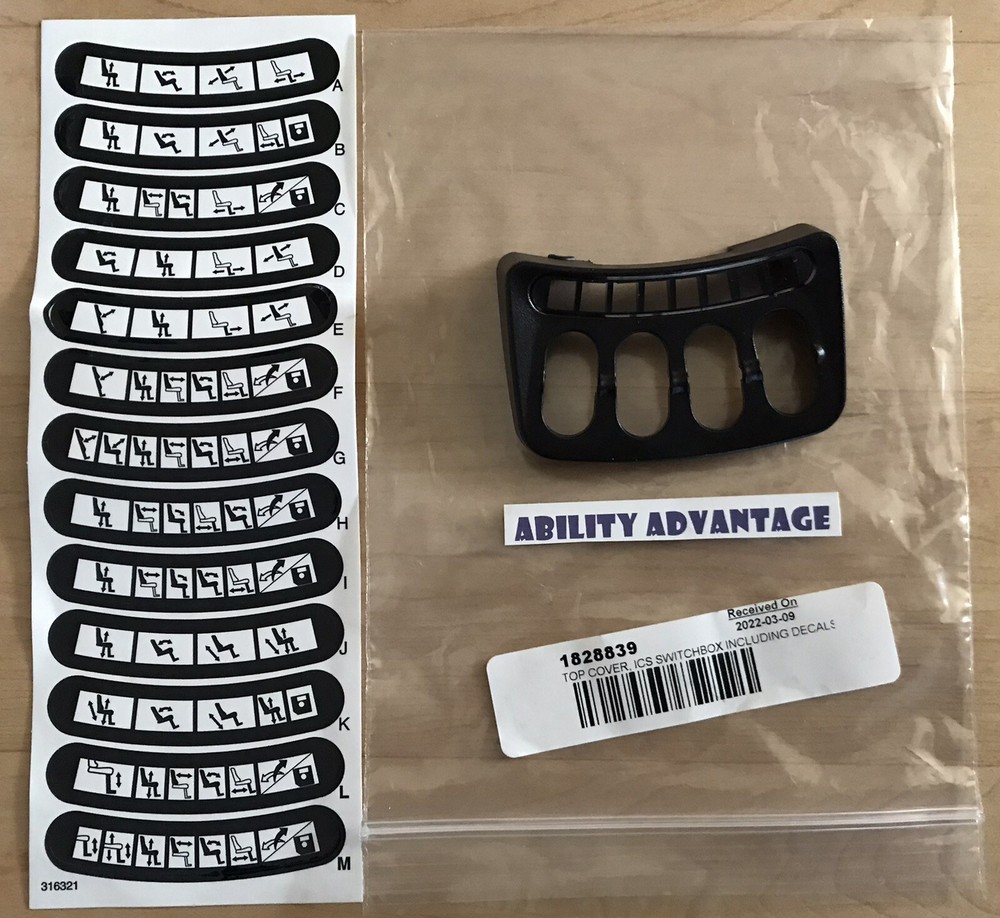*NEW: Permobil Rnet ICS Switch Box TOP COVER, Assorted Labels.