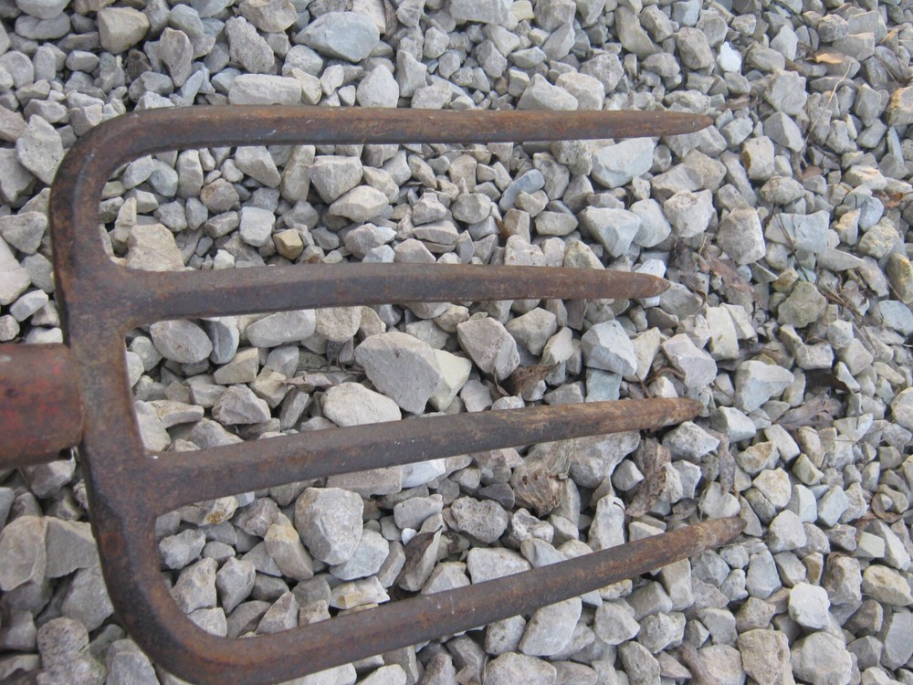 Rusty Original Vintage Primitive 4 Prong Hay Pitch Fork D Handle 41" long