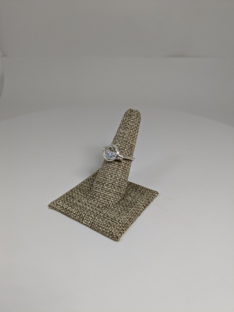 Aurora Borealis Silver Ring, Accessory Gift, Custom wire wrap Beaded ring, Gift