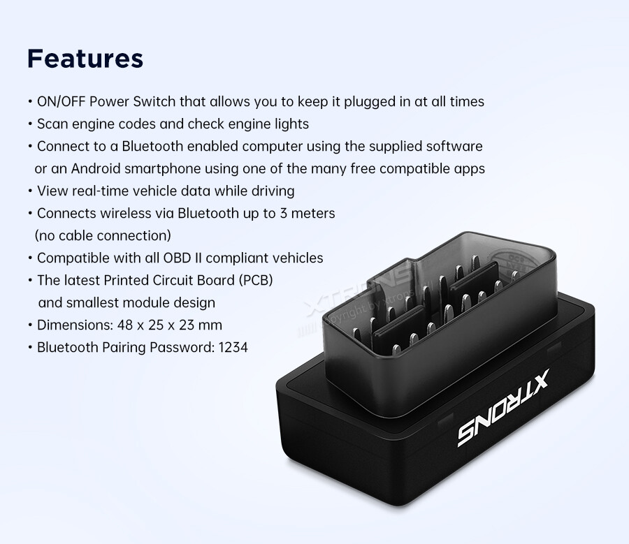 XTRONS OBD2 CANbus Bluetooth Car Vehicles Auto Diagnostic Interface Scanner Tool