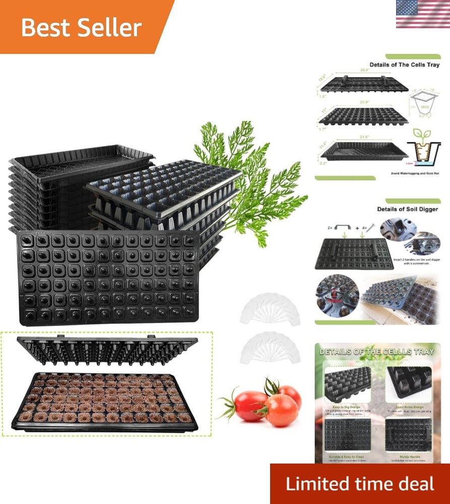 72 Cell Seed Starter Trays with Dibber – 20 Pack Reusable Seedling Trays for ...