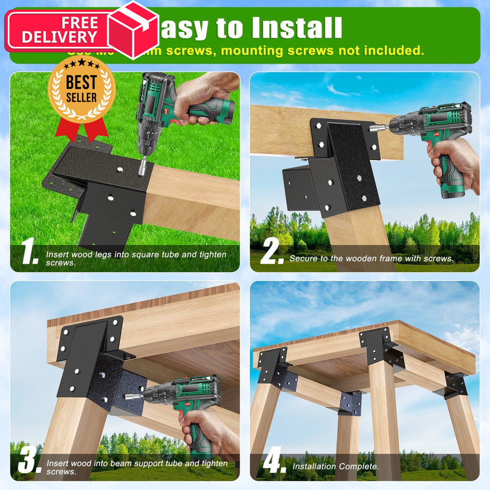 BeneLabel 4Pack 4x4 Compound Angle Brackets, Black