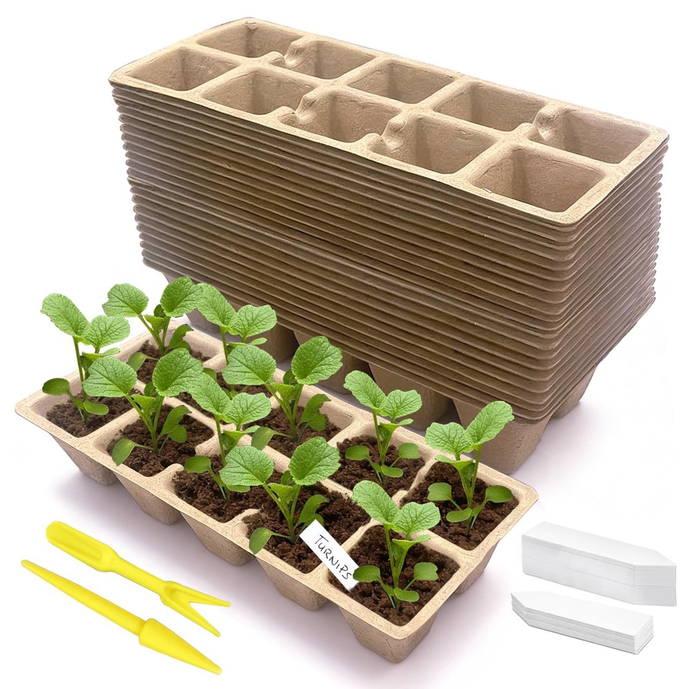 Seed Starter Tray Peat Pots for Germination with Labels 240 Cells