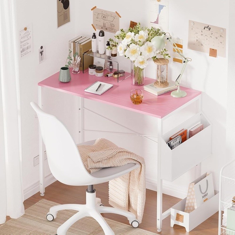 Small Computer Desk W/ Storage Bag Headphone Hook Easy Assembly Sturdy Structure