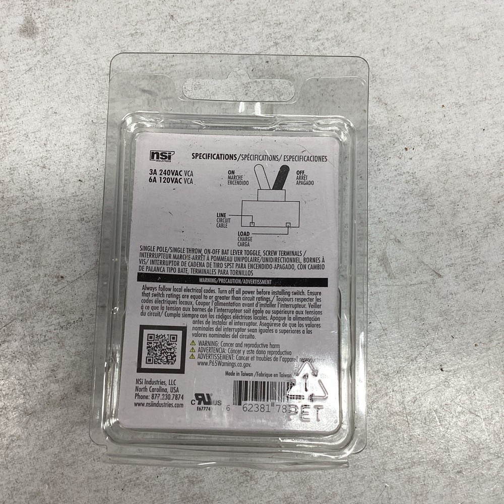 NSI Toggle Switch 78110TS 0.5"