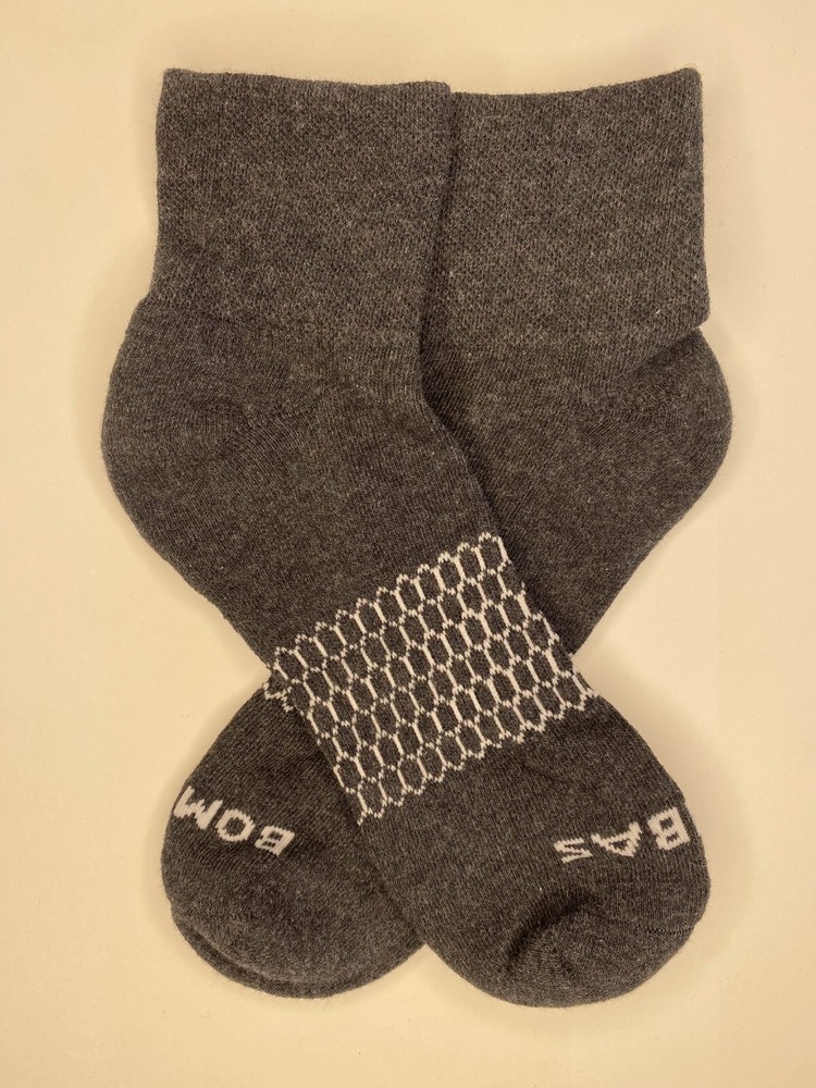 [3 Pack] Bombas Dark Charcoal Solid Pique Quarter Socks