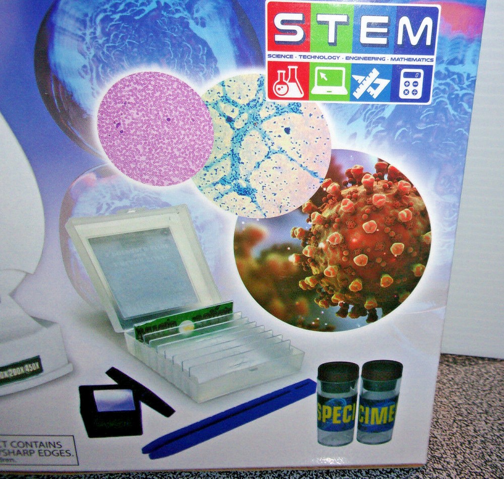 Stem 3 Magnification 100X-450X Microscope Kit For Kids With Light Source Ages 8+