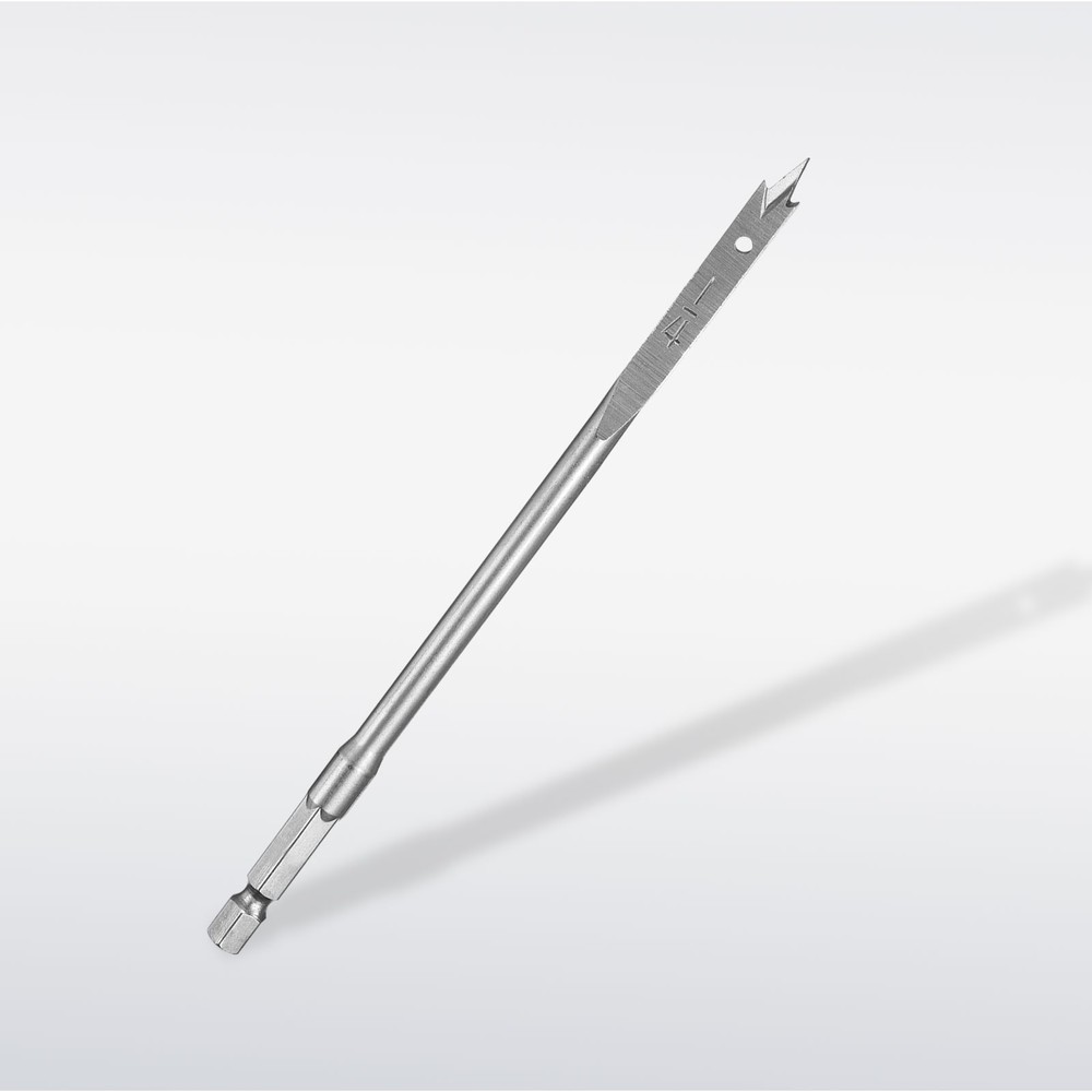 Spade Drill Bit 1/4" Paddle Flat Bits Wood Hole Cutter Silver Tone