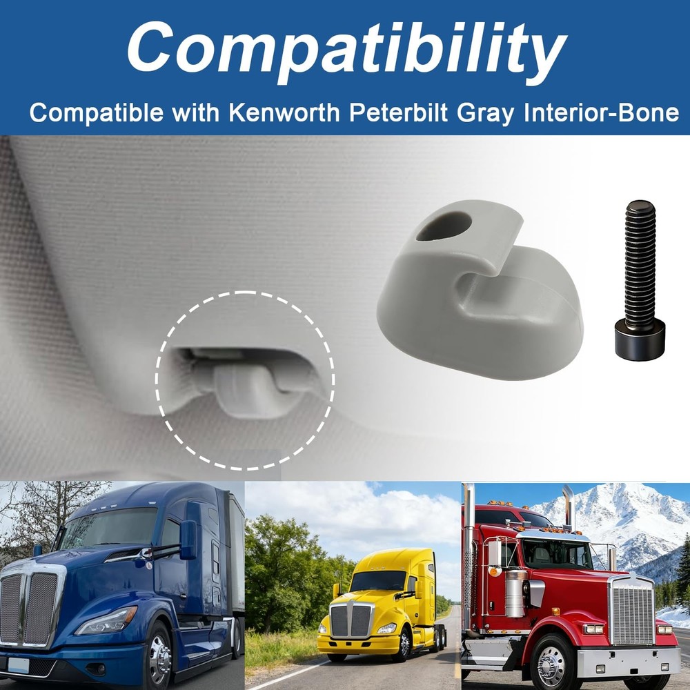 2PCS Gray Sun Visor Clip Set Interior-Bone Compatible with Kenworth Peterbilt...
