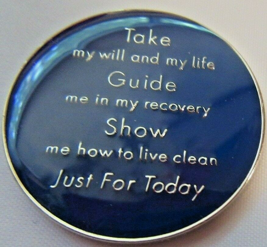 JUST FOR TODAY Narcotics Anonymous Blue 10 Year Medallion Clean NA token