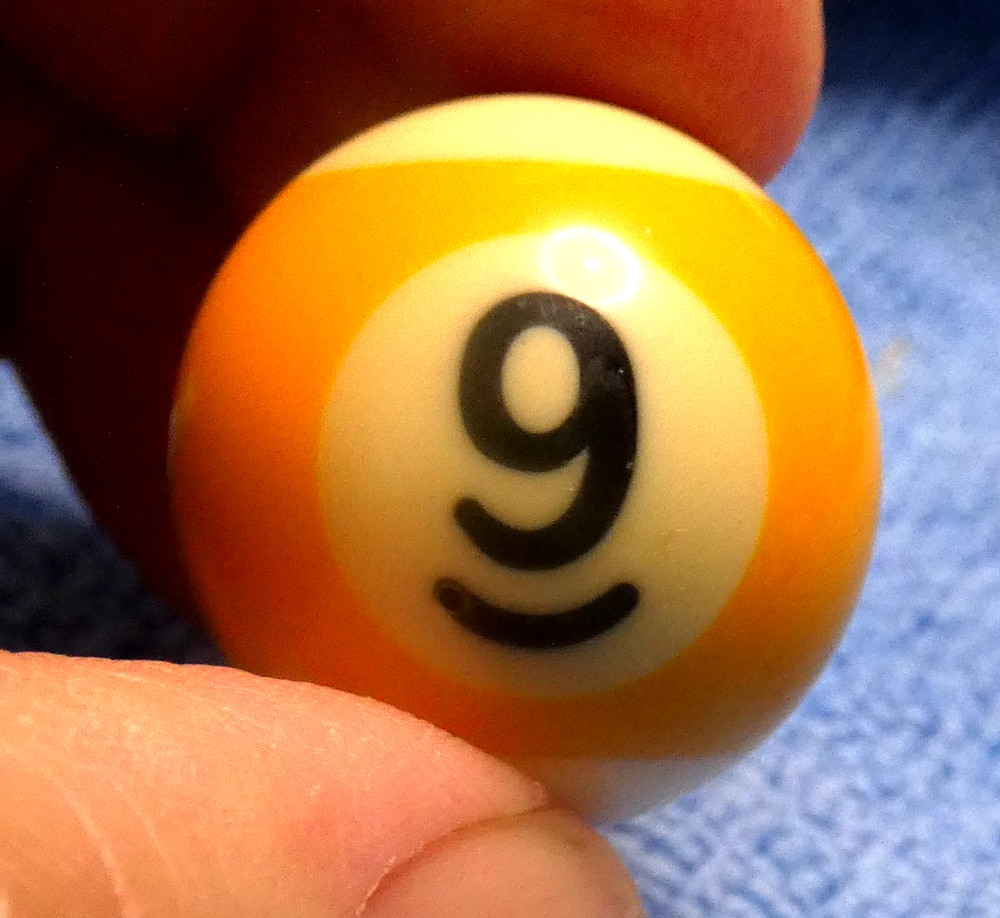 Mini 1” Pool Billiards Ball #9 Yellow Stripe Replacement