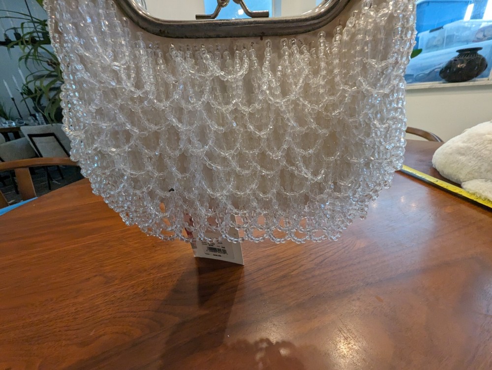 NWT ALFRED ANGELO WHITE BEADED SEQUIN EVENING BAG BRIDE SILVERTONE HANDLE LATCH
