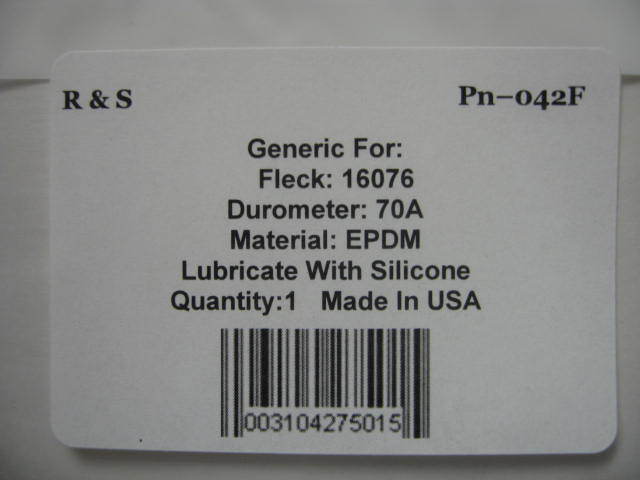 Fleck 16076 o-ring / R&S 042F / FDA EPDM Material / Control Valve Assemblies