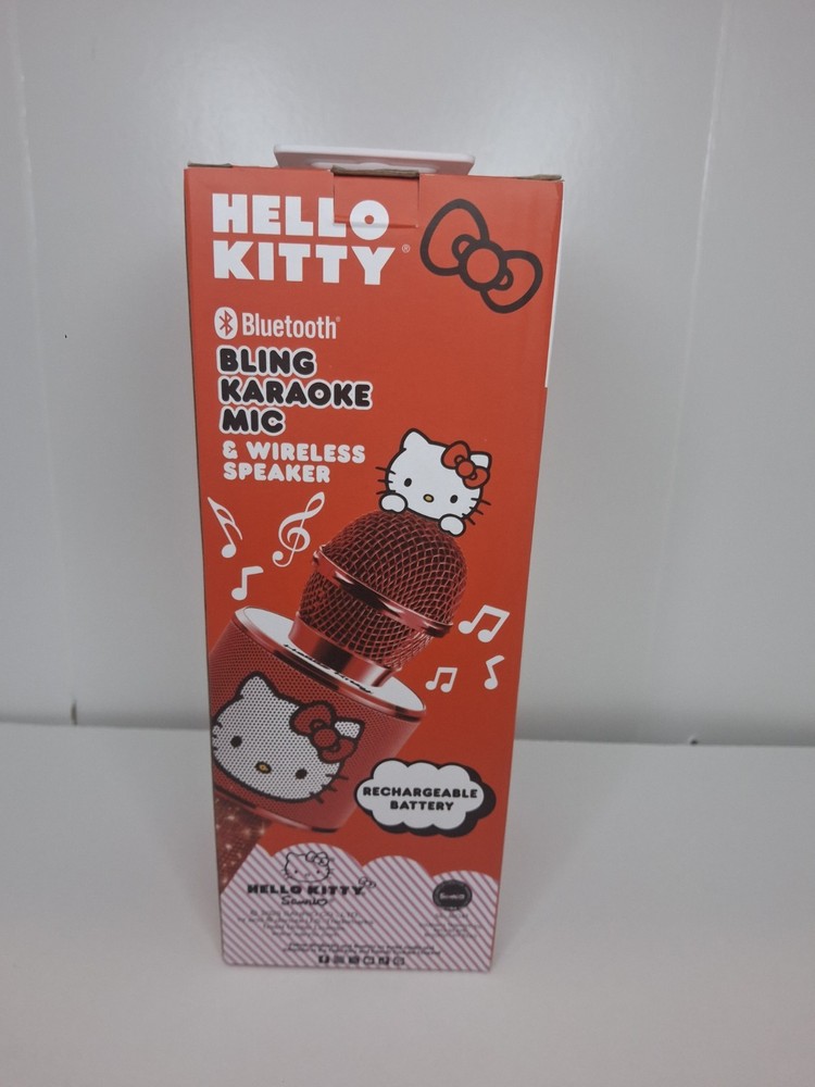 Hello Kitty Bluetooth Karaoke Microphone & Wireless Speaker USB Charging Red NIB