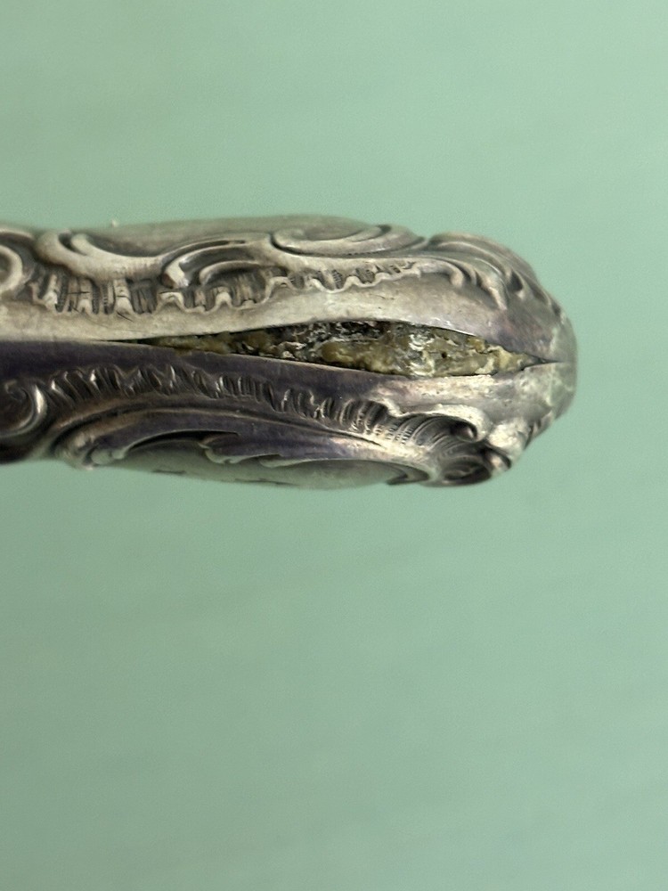 Antique silver And Horn salad Server fork and spoon (signed)