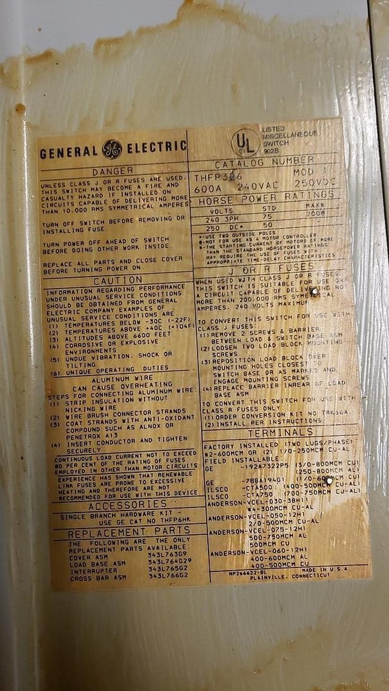 CATALOG General Electric THFP Panelboard(S6LLST4239)