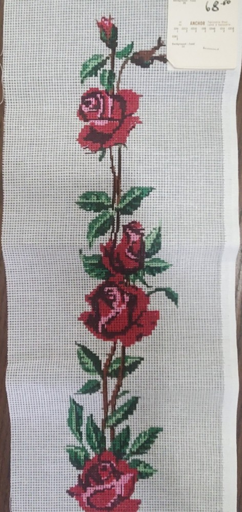 Needlepoint Canvas - Vertical Roses Pattern - #K69 - Canada - 8" x 39"