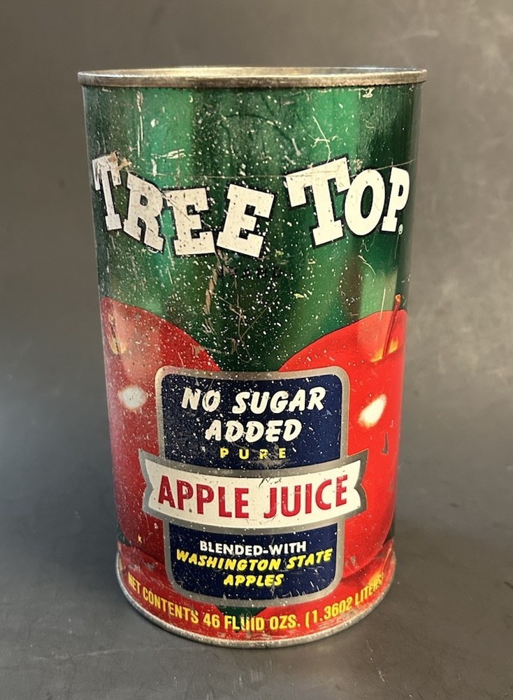 Vintage 1970s TREE TOP APPLE JUICE 46oz CAN Retro Kitchen Decor EMPTY