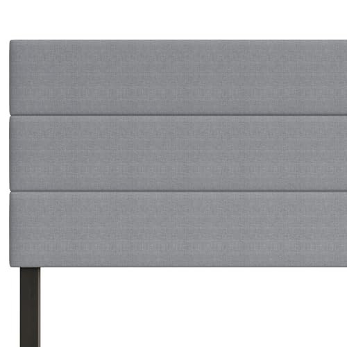 Upholstered King Headboard with Horizontal Channel Tufting & Foam Padding, Gray