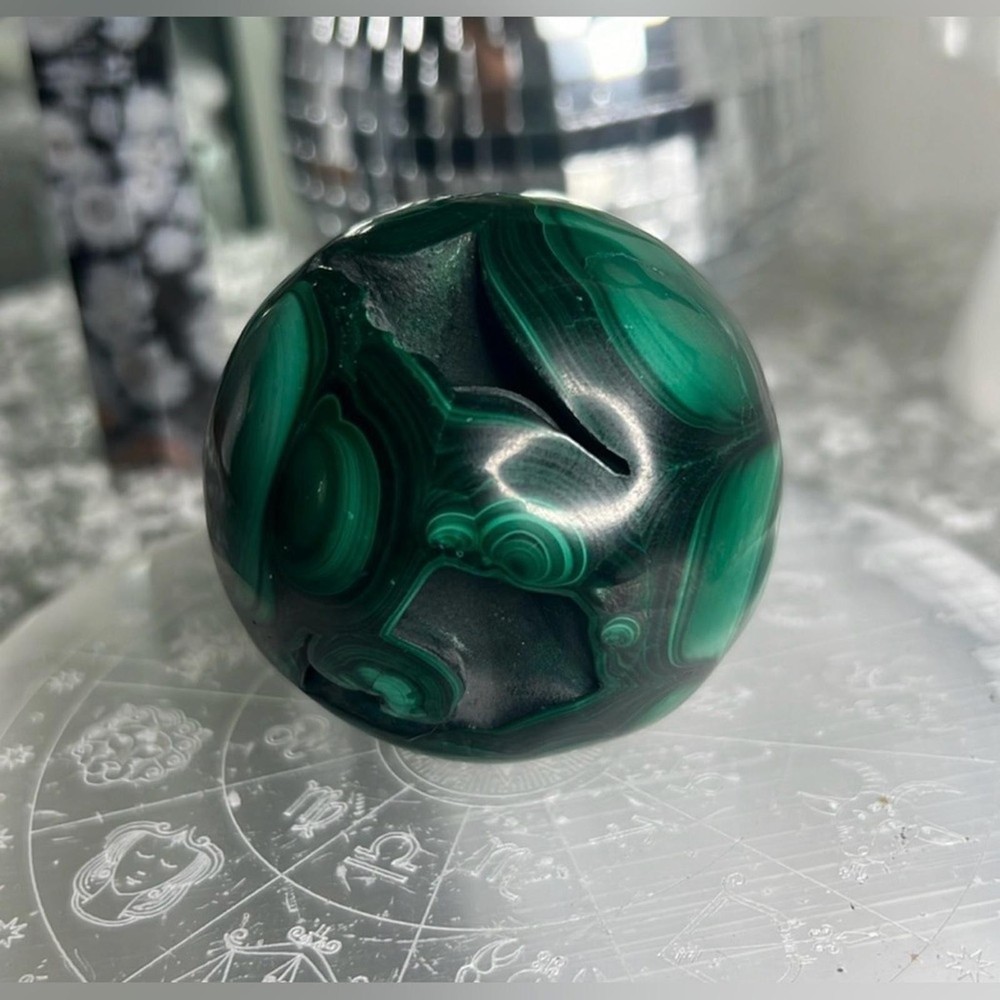 Elegant Green Malachite Sphere