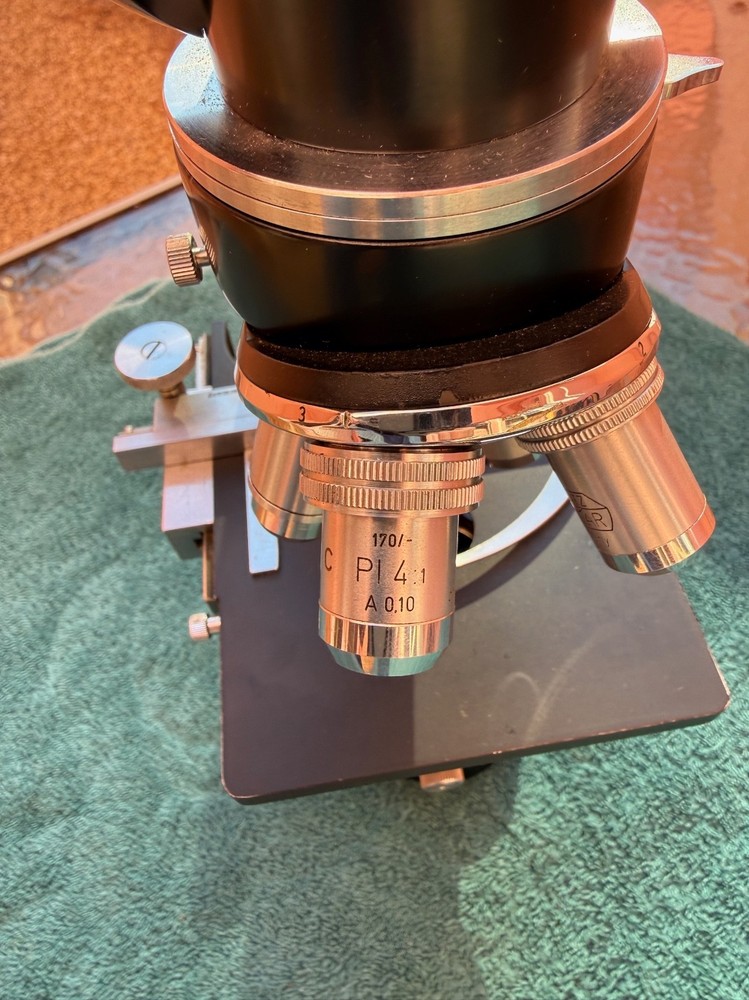 E Leitz Wetzlar Vintage Binocular Microscope - Four Objectives - Germany