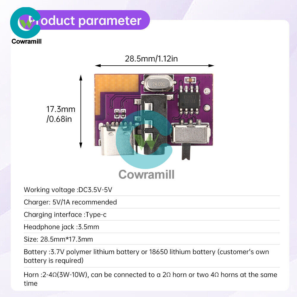 DC3.5V-5V 5W Mono Audio Amplifier Board MP3 TWS Bluetooth Decoding Board Module