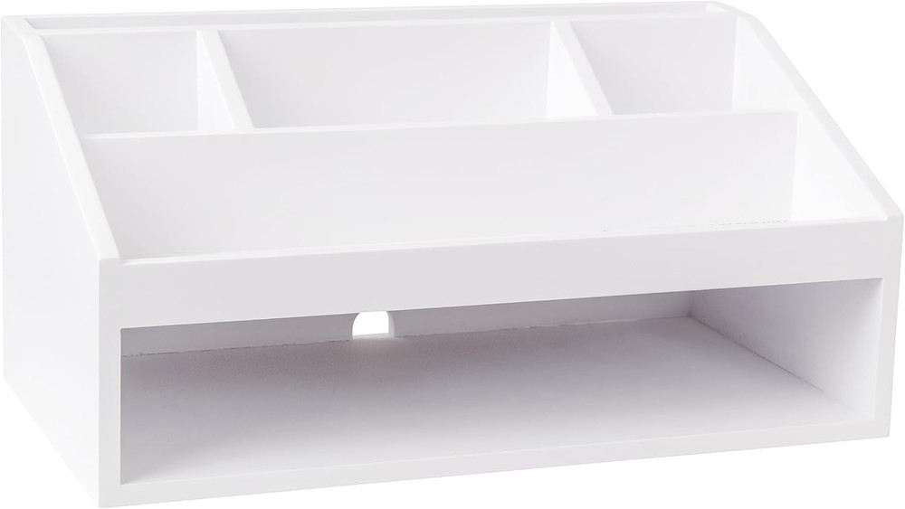 Weston Wooden Desktop Organizer with Open Lower Storage Compartment, Engineered