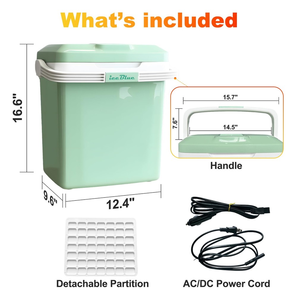 Electric Cooler, 26 Liters/28 Cans Mini Fridge with Automatic Locking Handle,...