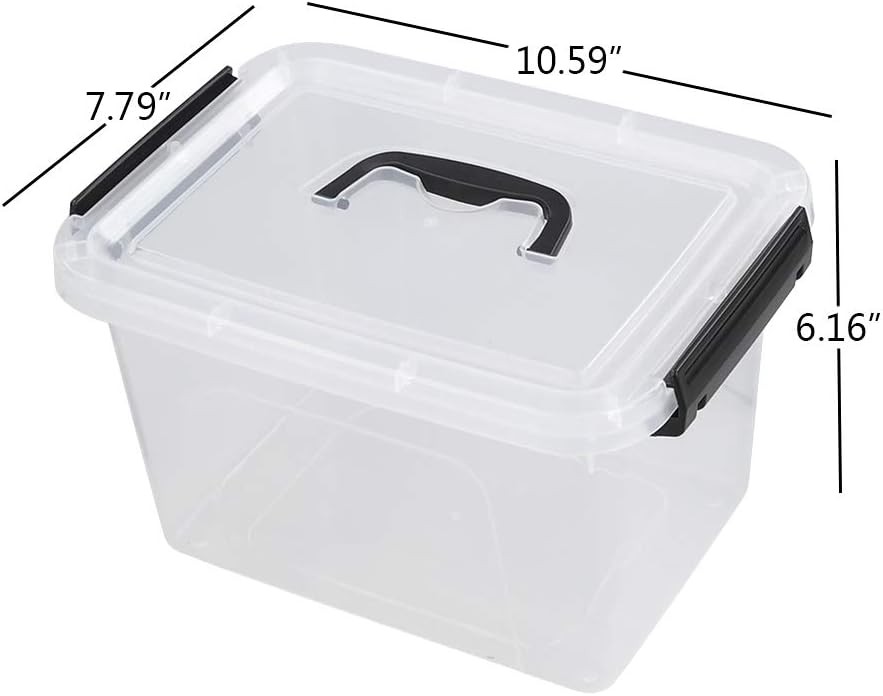 6 Quart Versatile Storage Bins W/ Handle & Secure Latching Buckles 6 Packs