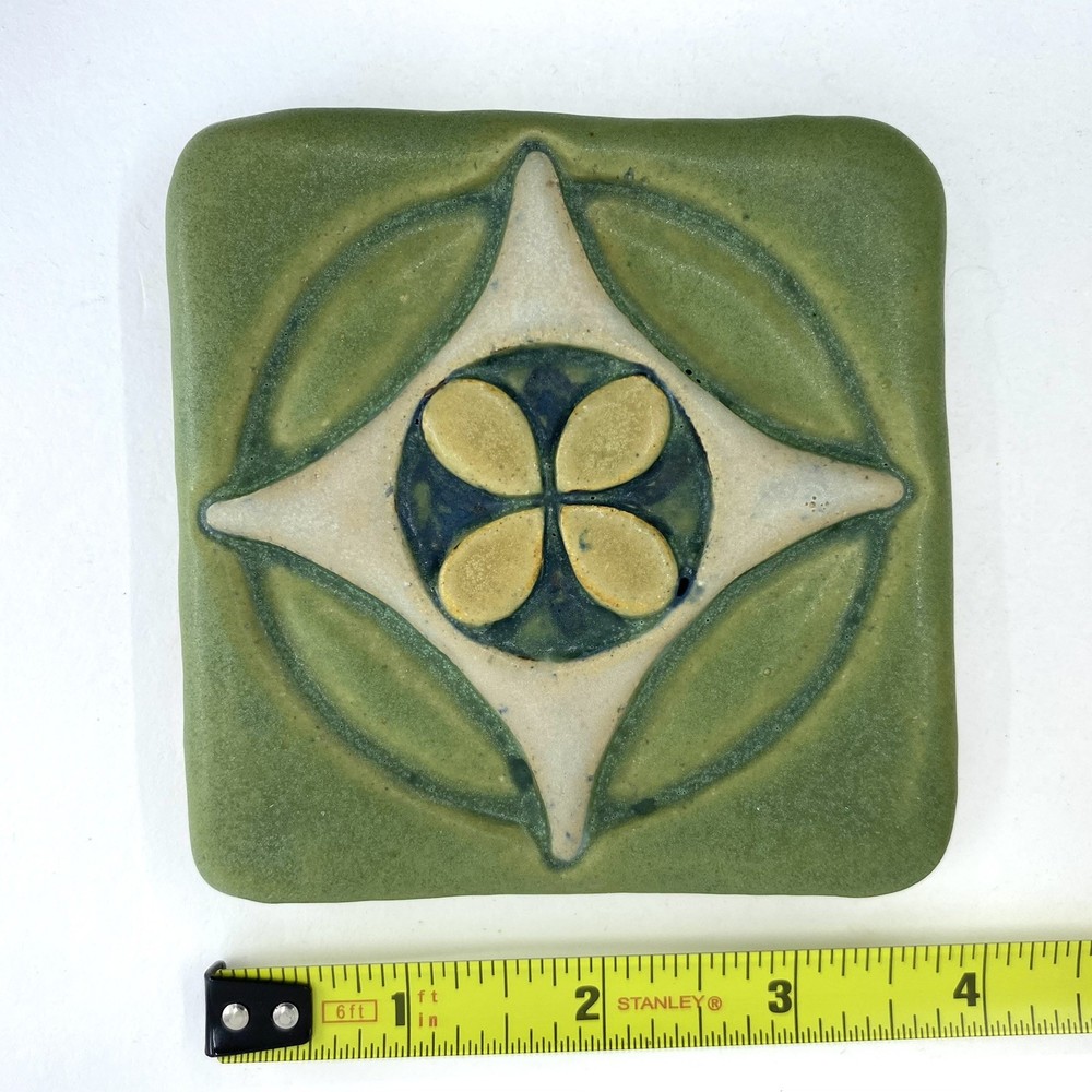 Clover Star 4x4" Ceramic Art Tile By Gretchen Kramp