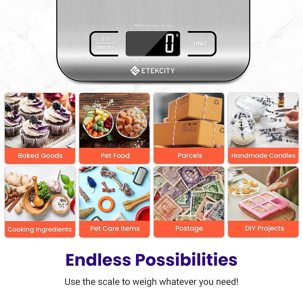 Food Scale, 11lb Kitchen Scale LCD Display, 5 Units Tare Function