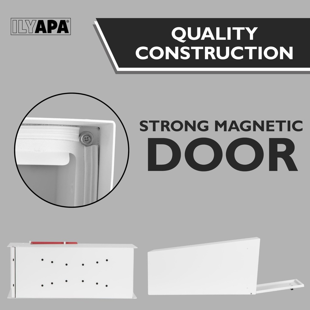Modern Mailbox with Angle Design Post Mount - White Powder Coated Metal Mailbox