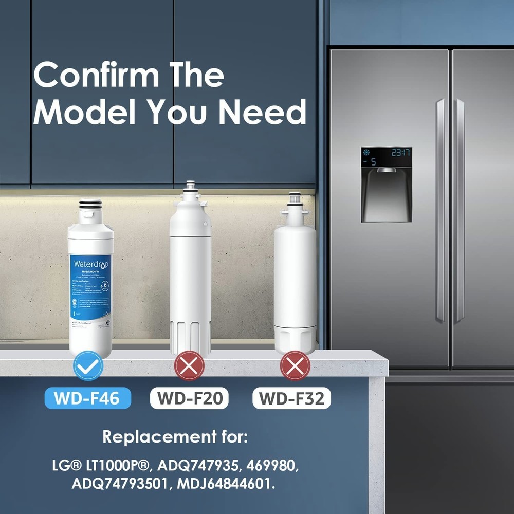 Waterdrop Replacement for LG® LT1000P® ADQ74793501 Refrigerator Water Filter