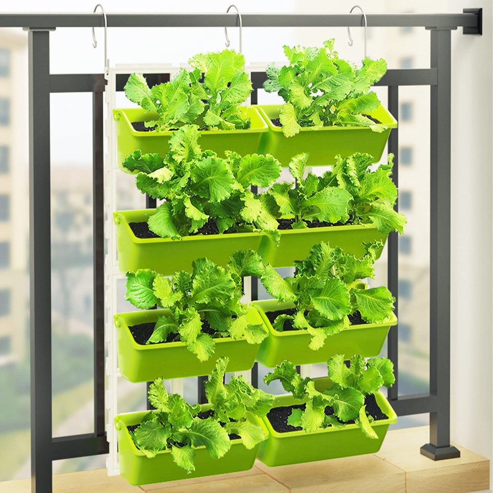 Vertical Wall Planter 8 Pockets with Hooks for Flowers Herbs